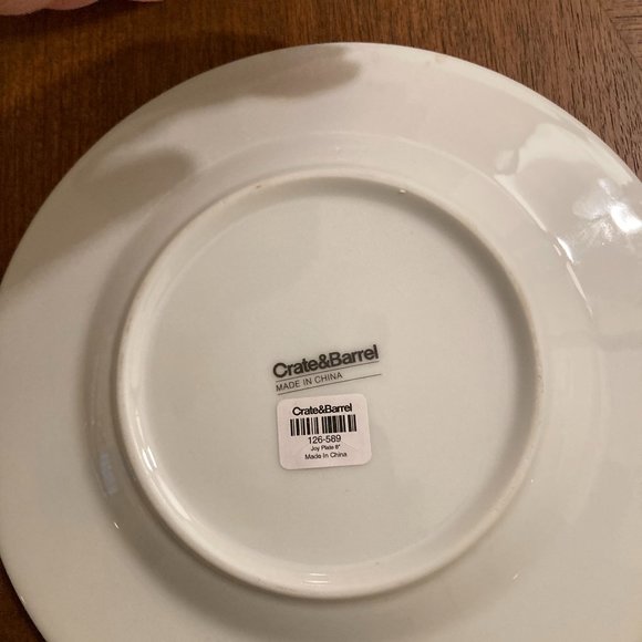 Crate and Barrel 8" Holiday Christmas Dessert/Salad Joy Plate NEW! 3 available - Picture 2 of 2